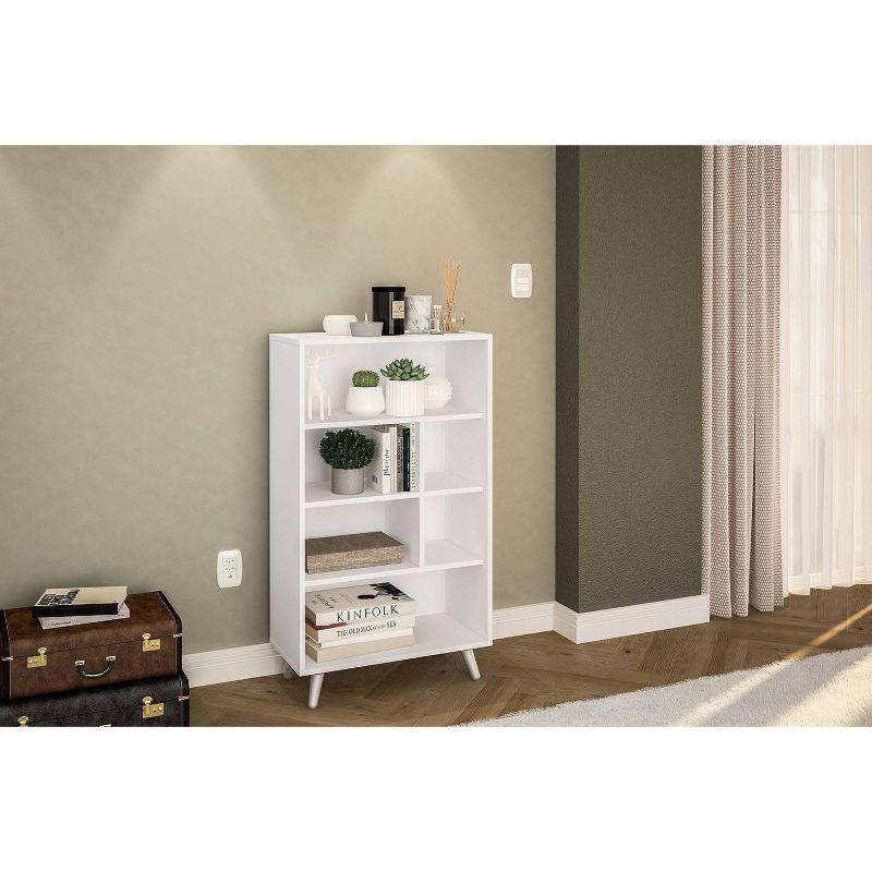 40.75" Sidney 4 Shelf Bookshelf White - Polifurniture: Modern Style, Particle Board, for Dorm Use