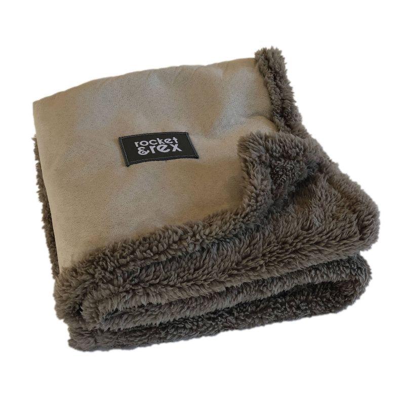 Medium Brown Waterproof Reversible Faux Suede and Fleece Pet Blanket