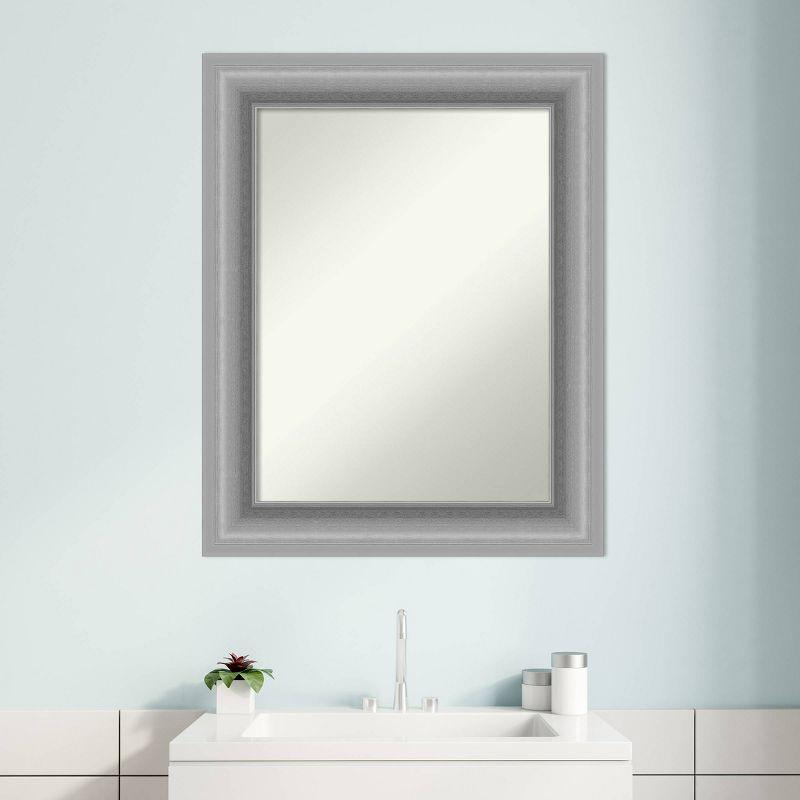 24" x 30" Non-Beveled Peak Polished Nickel Bathroom Wall Mirror - Amanti Art: Rectangle, Wall Mount, Includes Hardware