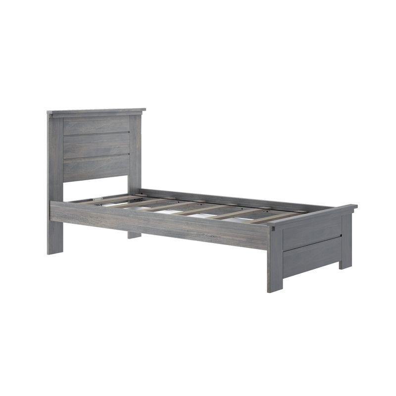 Driftwood Pine Twin Platform Bed with Panel Headboard and Storage