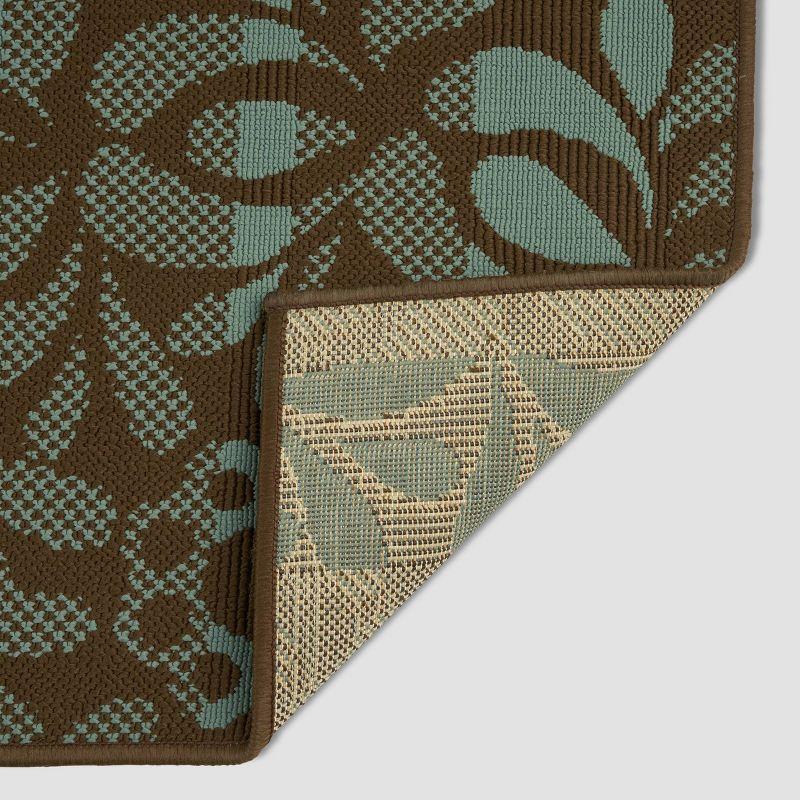 5' x 8' Henley Floral Outdoor Rug Brown/Blue - Christopher Knight Home: Vintage Style, Stain-Resistant, Loomed Polypropylene