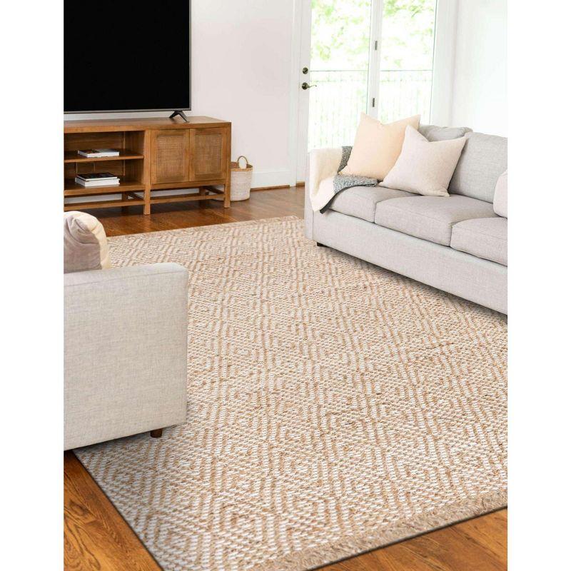 Eco-Friendly Handmade Braided Jute Rectangular Rug in Natural Brown