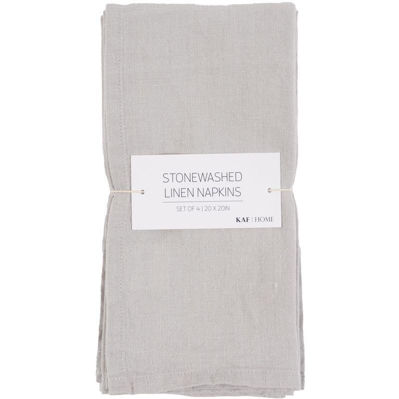 Light Gray Stone Washed Linen Napkins Set of 4