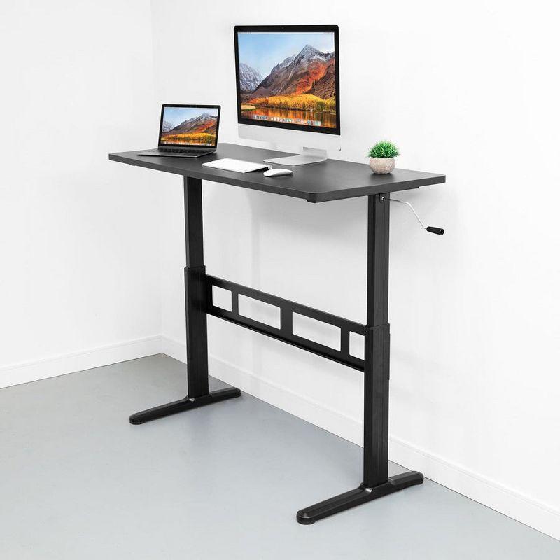 Mount-it Mount-It! Height Adjustable Hand Crank Sit-Stand Desk, Frame and Tabletop Included, 88 Lbs. Capacity