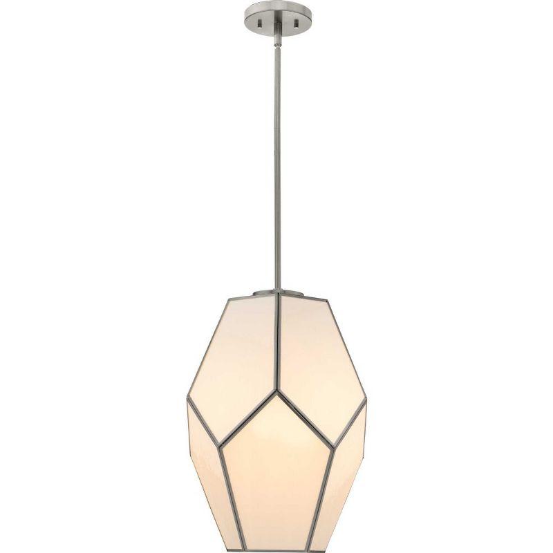 Progress Lighting Latham 1-Light Pendant, Brushed Nickel, White Art Glass