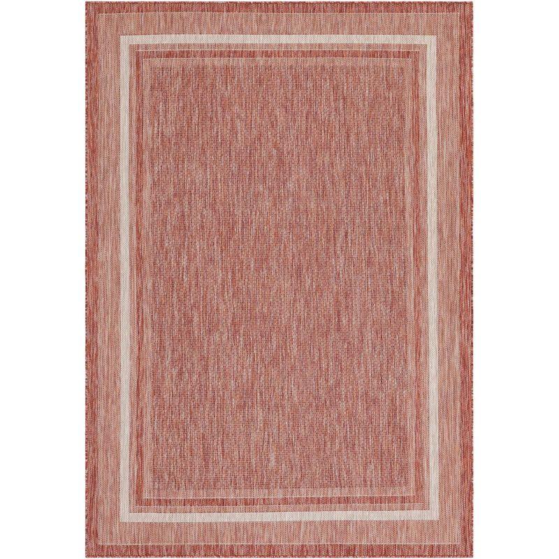 Unique Loom 7' 1 x 10' 0 Rectangle Indoor/Outdoor Border Rust Red Area Rug
