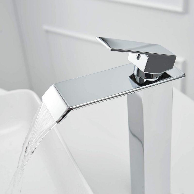 BWE Waterfall Single Hole Single Handle Bathroom Vessel Sink Faucet With Pop-up Drain Assembly