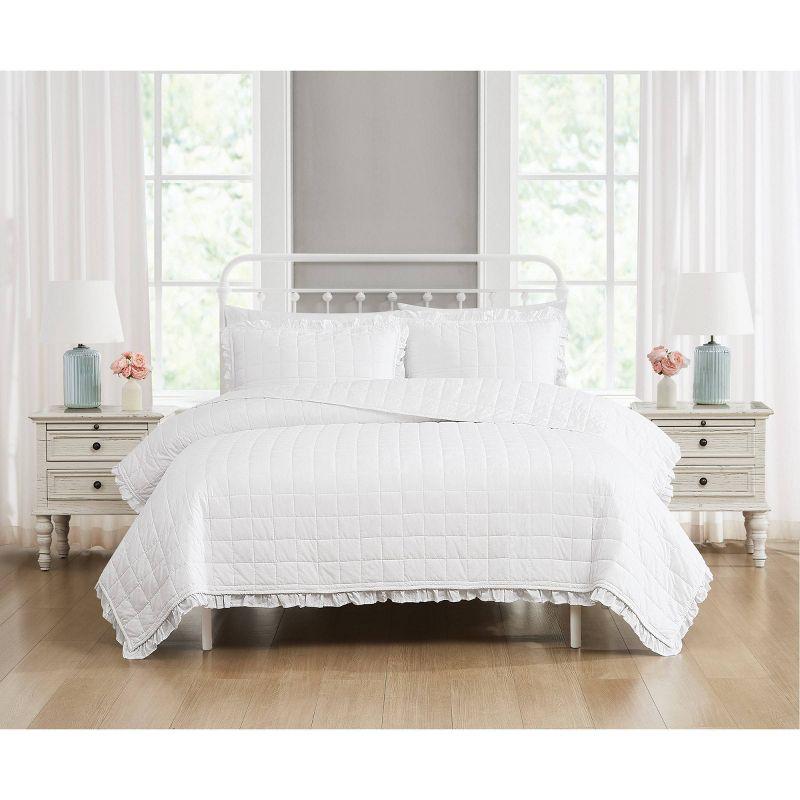 The Farmhouse by Rachel Ashwel Ruffled Washed Cotton White Quilt Set