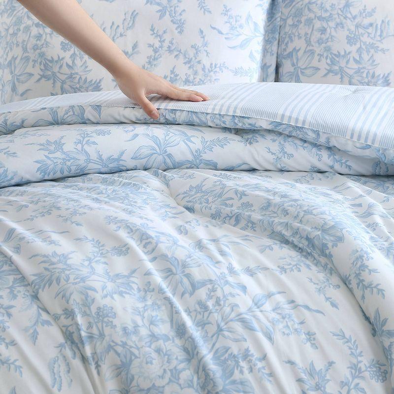 Laura Ashley Bedford Reversible Cotton Blue Comforter Set