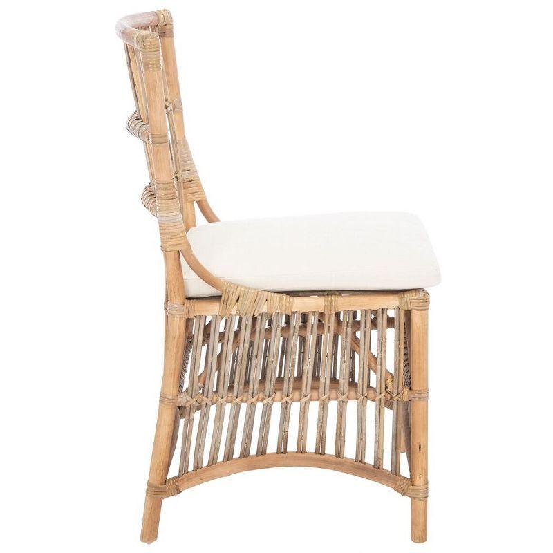 Erika Rattan Accent Chair W/ Cushion - ACH6511 - Set of 2 - White/Natural Unfinished - Safavieh