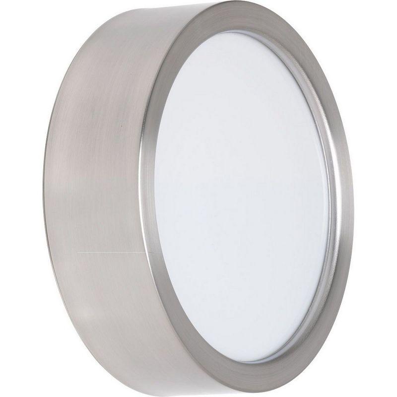 Progress Lighting Portal 1-Light LED Flush Mount, Brushed Nickel, White Acrylic Shade