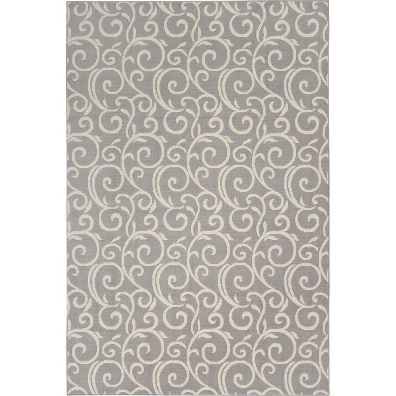 Nourison Grafix 6' x 9' Grey Area Rug Bohemian Contemporary Botanical by Nourison