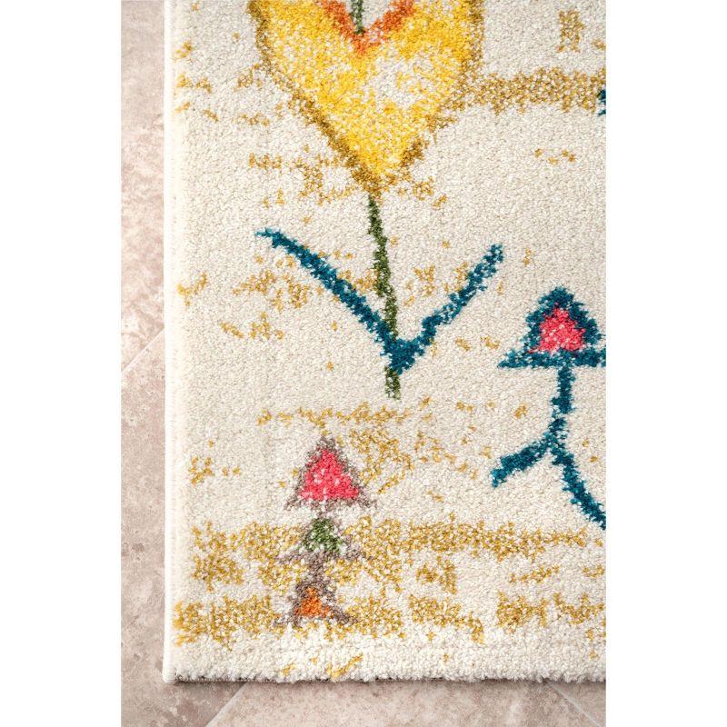 Reversible Moroccan-Inspired 4' x 6' Multicolor Synthetic Rug