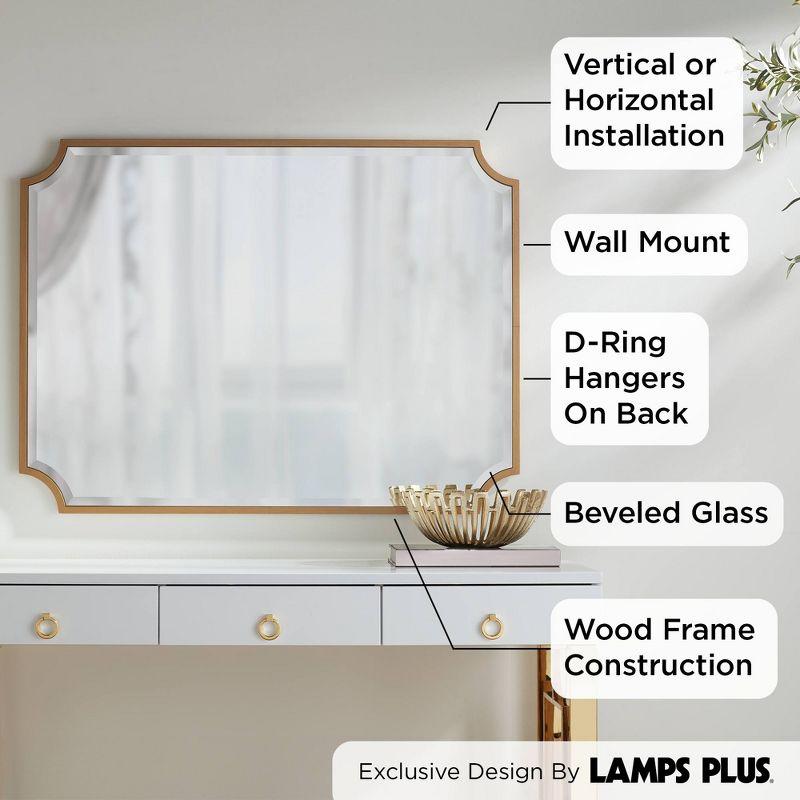 Noble Park Jacinda Rectangular Vanity Decorative Wall Mirror Modern Beveled Rounded Cut Edge Gold Frame 30" Wide for Bathroom Bedroom Living Room Home