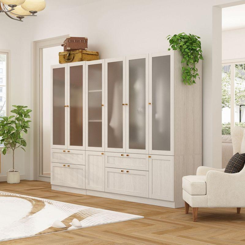 FUFU&GAGA Modern Simple Wardrobe Frosted Glass Door Combination Clothes Storage Cabinet Armoire