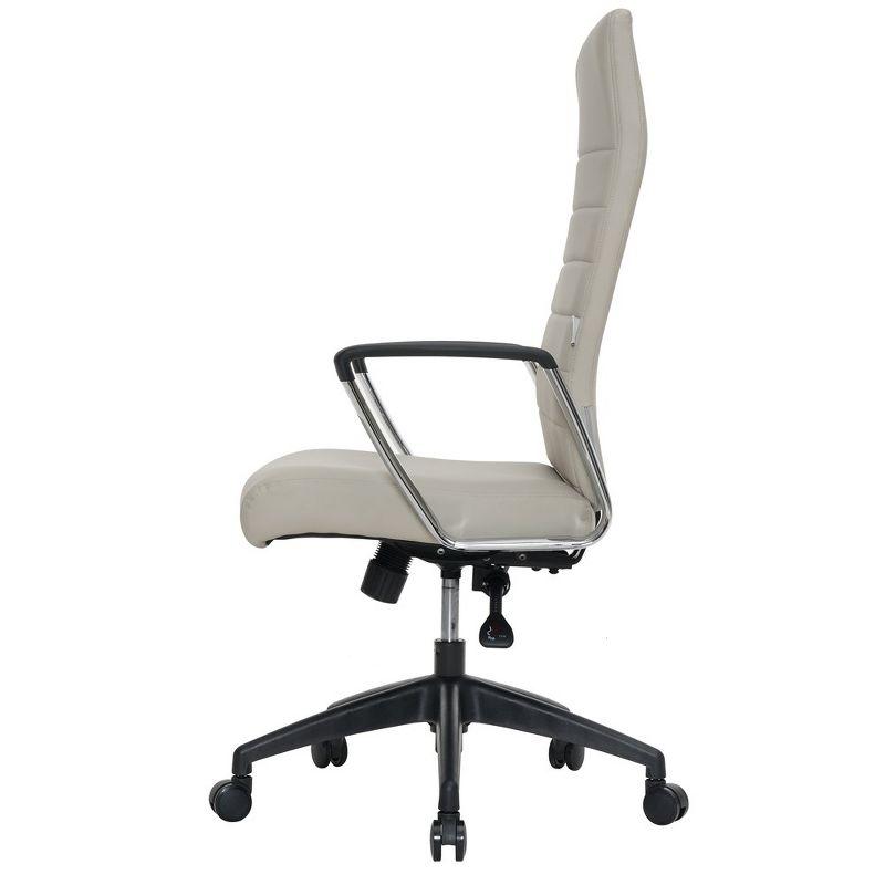 LeisureMod Hilton High-Back Adjustable Office Conference Chair Upholstered in Leather with Steel Frame, Swivel Base, and Ergonomic Support