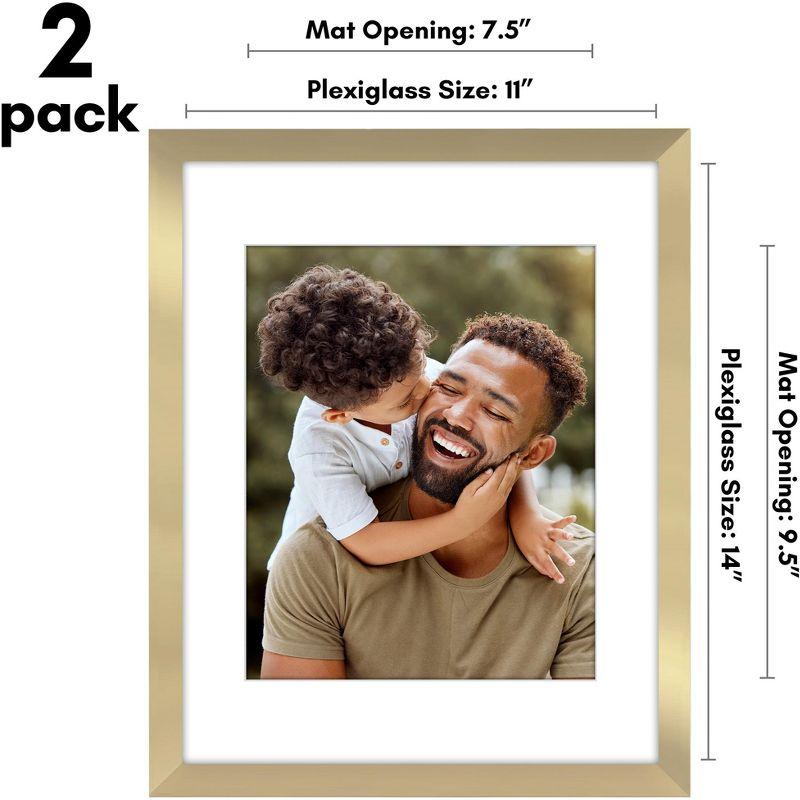 2 Pack of Picture Frames with Mat - Plexiglass Cover