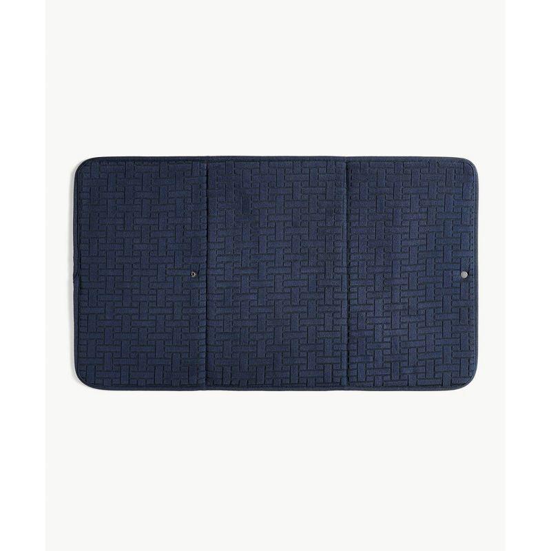 Navy Blue Jacquard Woven Polyester Dish Drying Mats, Set of 2