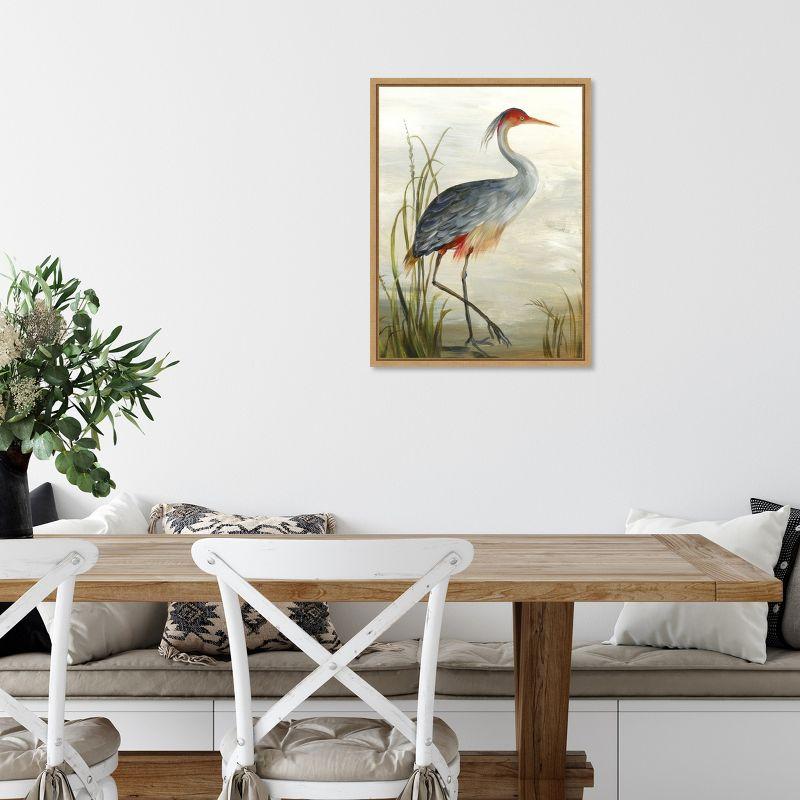 Amanti Art Gray Heron by Aimee Wilson Canvas Wall Art Print Framed 18-in. x 24-in. in Maple