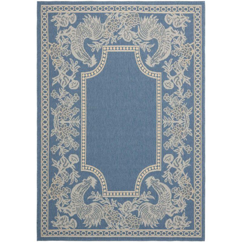 Blue and Natural Rectangular Reversible Synthetic Area Rug