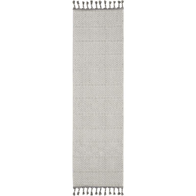 Nourison Elwood Contemporary Indoor Tassel Fringe Area Rug Grey/Ivory 2'2" x 8'2"