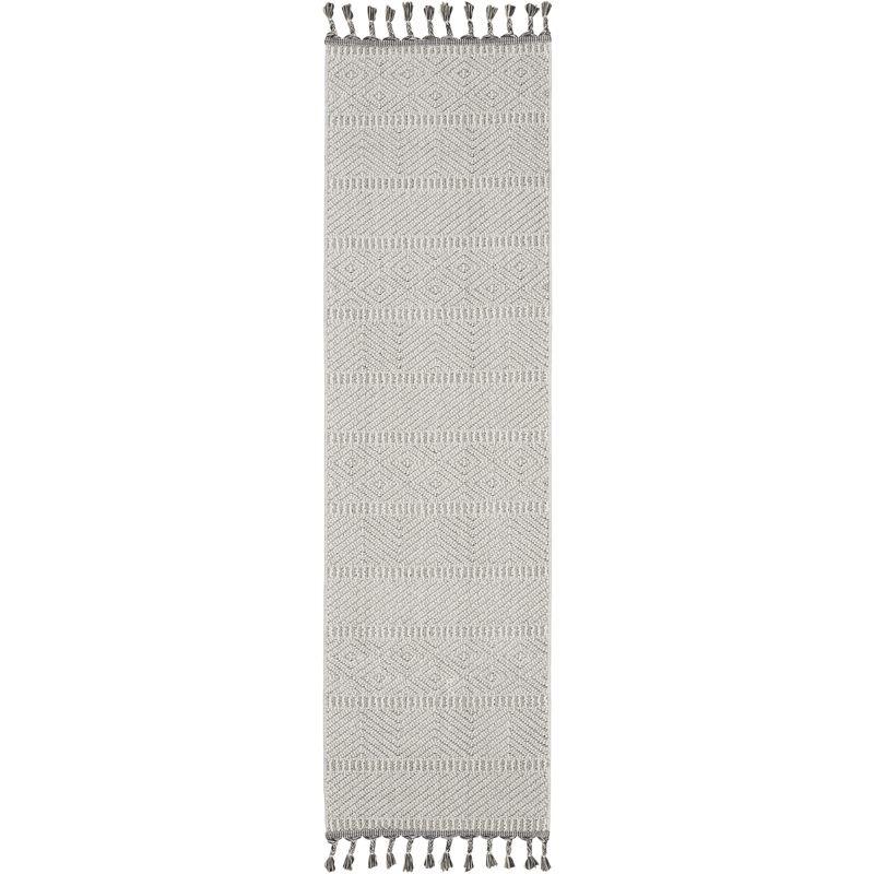 Paxton Geometric Braided Edge Gray Synthetic Area Rug - 26 in