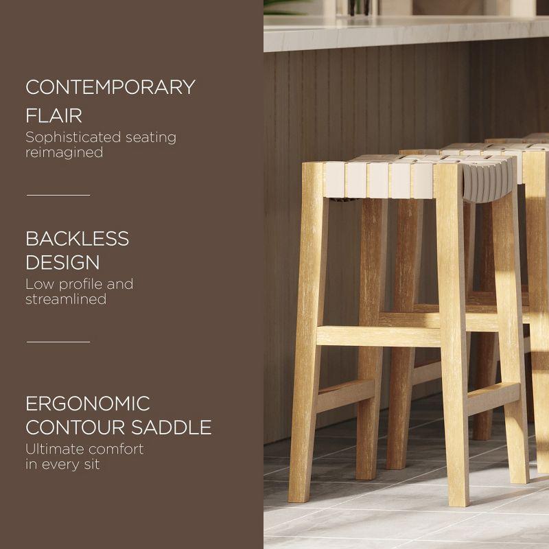 Maven Lane Maven Lane Emerson Kitchen Stool with Vegan Leather Upholstery