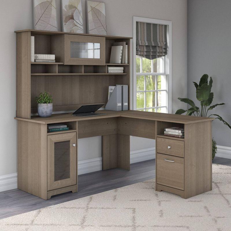 Cabot 60W Hutch Ash Gray - Bush Furniture: Laminate Office Hutch Top, MDF Frame, Adult Assembly Required