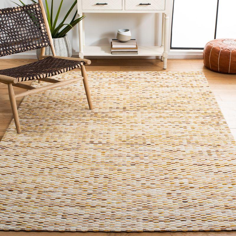 Yellow and Ivory Flat Woven Wool Area Rug, 6' x 9'