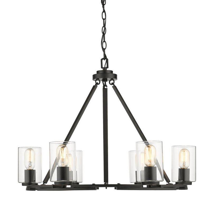 Golden Lighting Monroe 6-Light Chandelier in Matte Black with Gold Highlights and Clear Glass