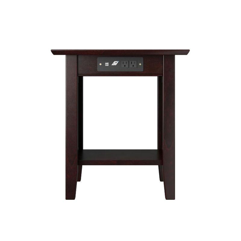 AFI Furnishings Nantucket End Table with Charging Station in Espresso