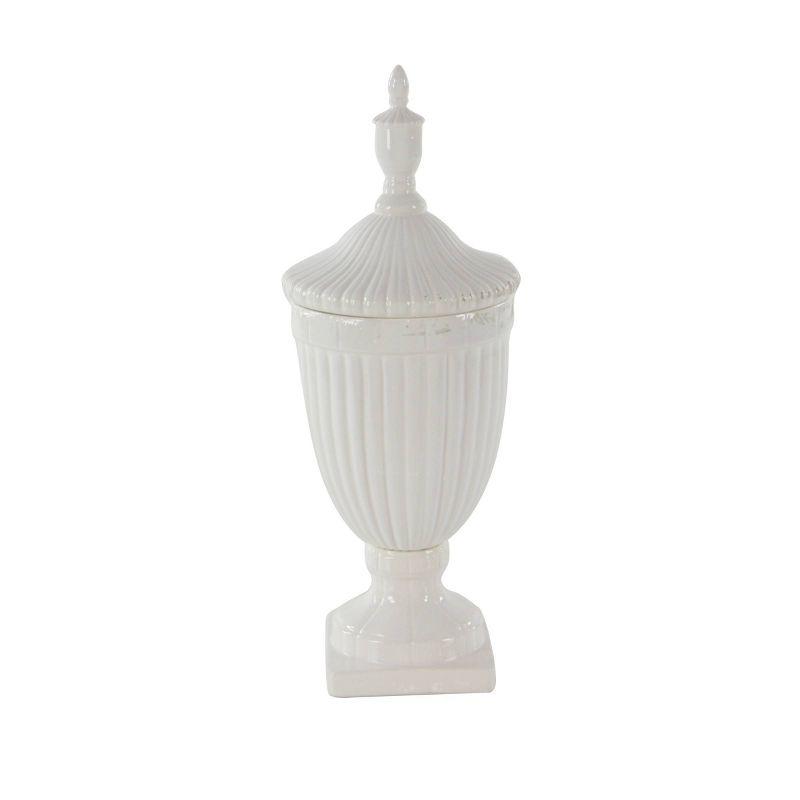 26" Modern Ceramic Urn Vase White - Olivia & May: Large Tabletop Decor, Novelty Design