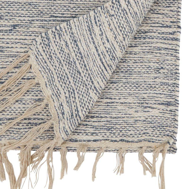 Saro Lifestyle Boho Handloom Table Runner with Tassel Accents, 16"x72", Blue