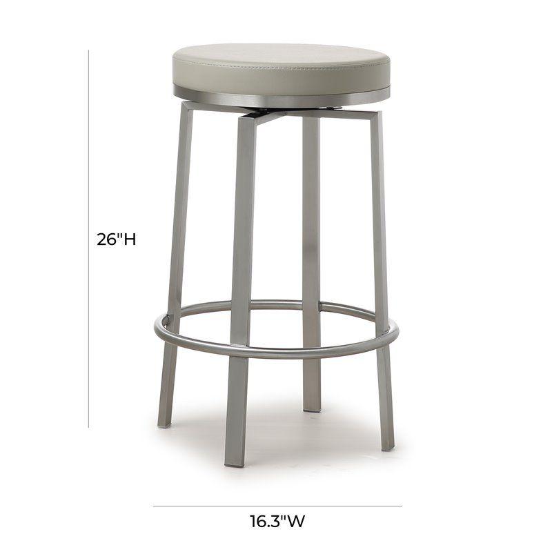 TOV Furniture Pratt 26" Swivel Fabric Counter Stools in Gray (Set of 2)