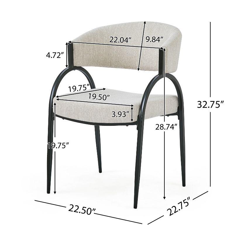 Christopher Knight Home Hayden Upholstered Armrest Dining Chairs with Metal Legs (Set of 2), Beige/Black