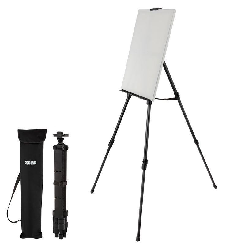 Black Aluminum Adjustable Height Travel Easel with Carry Bag