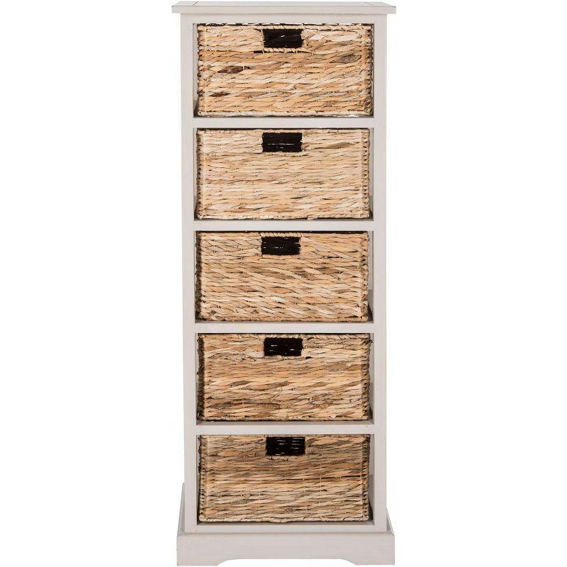 Vedette Gray Pine 5-Drawer Wicker Basket Storage Tower