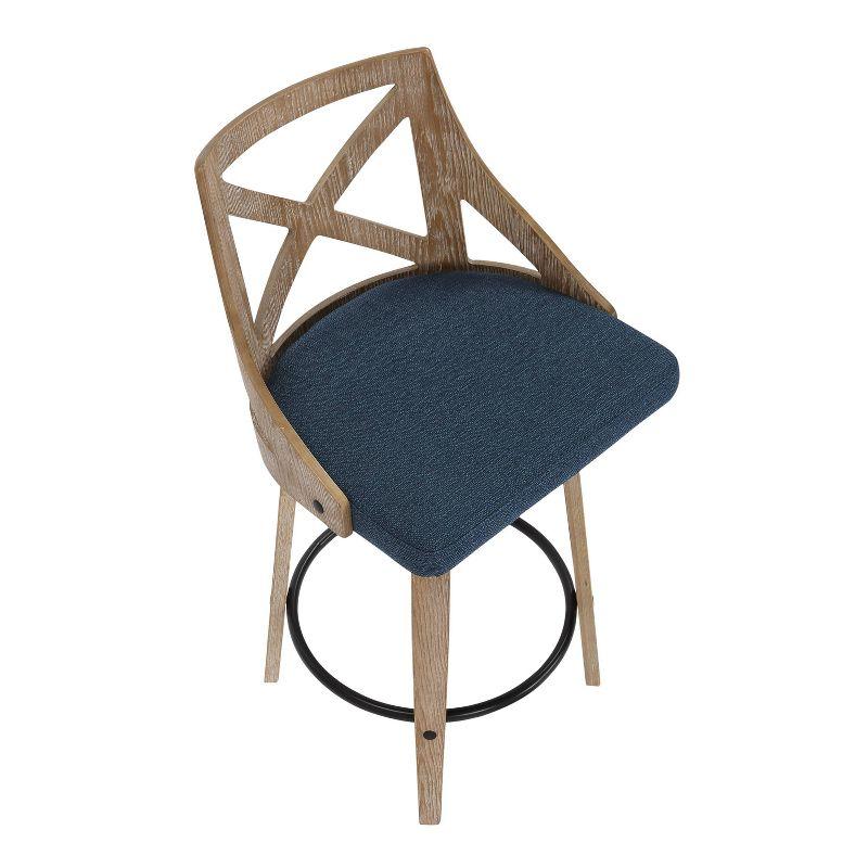 Set of 2 Charlotte Counter Height Barstools White Washed Wood/Blue - LumiSource: Elegant X-Back, Swivel Seat