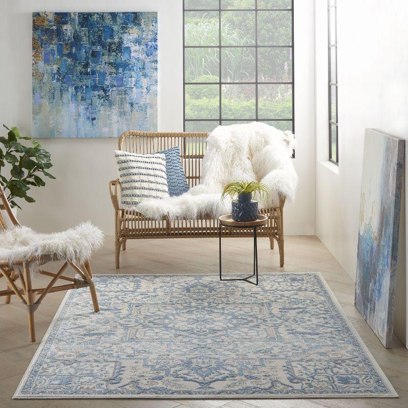 Nourison Elation Bohemian Medallion Indoor Rug Ivory Blue 4' x 6'