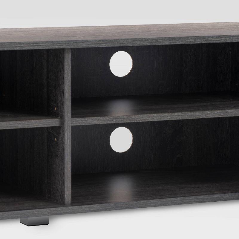 CorLiving Hollywood TV Stand for TVs up to 85" with Doors Wood Grain Dark Gray: Modern Media Console, Adjustable Shelves