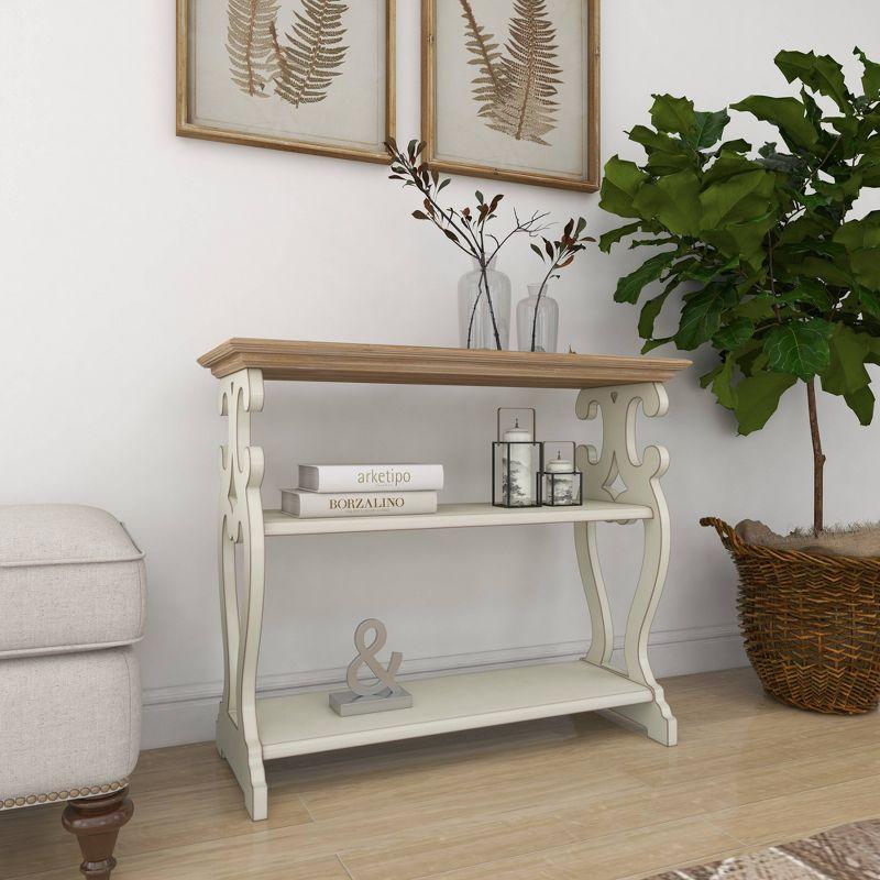 Farmhouse Wood Console Table Off White - Olivia & May: 2-Shelf Design, Tall Profile