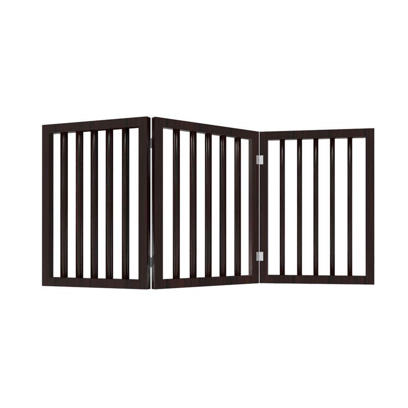 Pet Adobe Freestanding 3-Panel Pet Gate for Hallways, Doorways, and Stairs - 54.75", Dark Brown