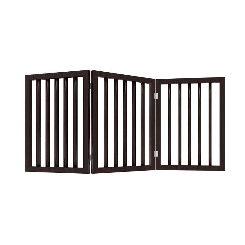 Indoor Pet Gate - 3-Panel Folding Dog Gate for Stairs or Doorways - 54x23.75-Inch Freestanding Pet Fence for Cats and Dogs by PETMAKER (Brown)