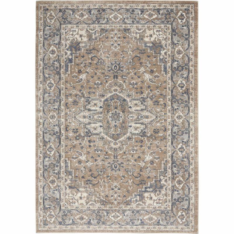 Elegant Beige & Grey Reversible 5' x 7' Synthetic Area Rug