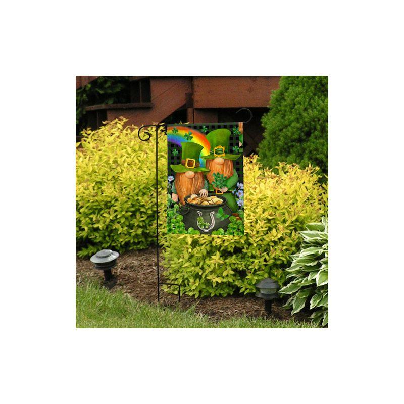 Green Polyester St. Patrick's Day Garden Flag with Gnomes