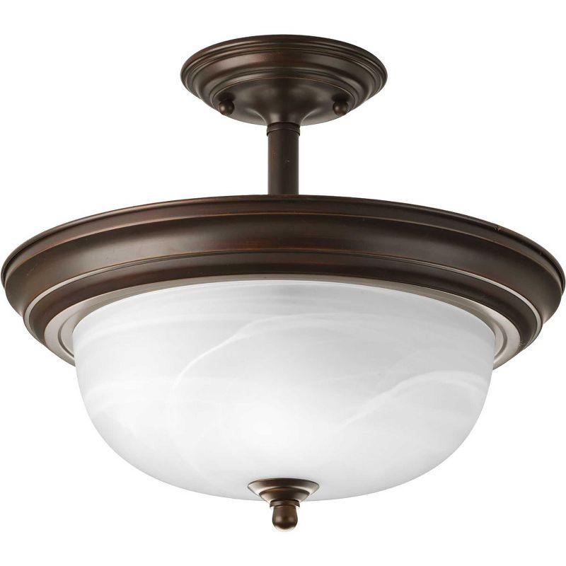 Progress Lighting, Melon Collection, 2-Light Semi-Flush Mount, Brushed Nickel, Dome Shaped Glass