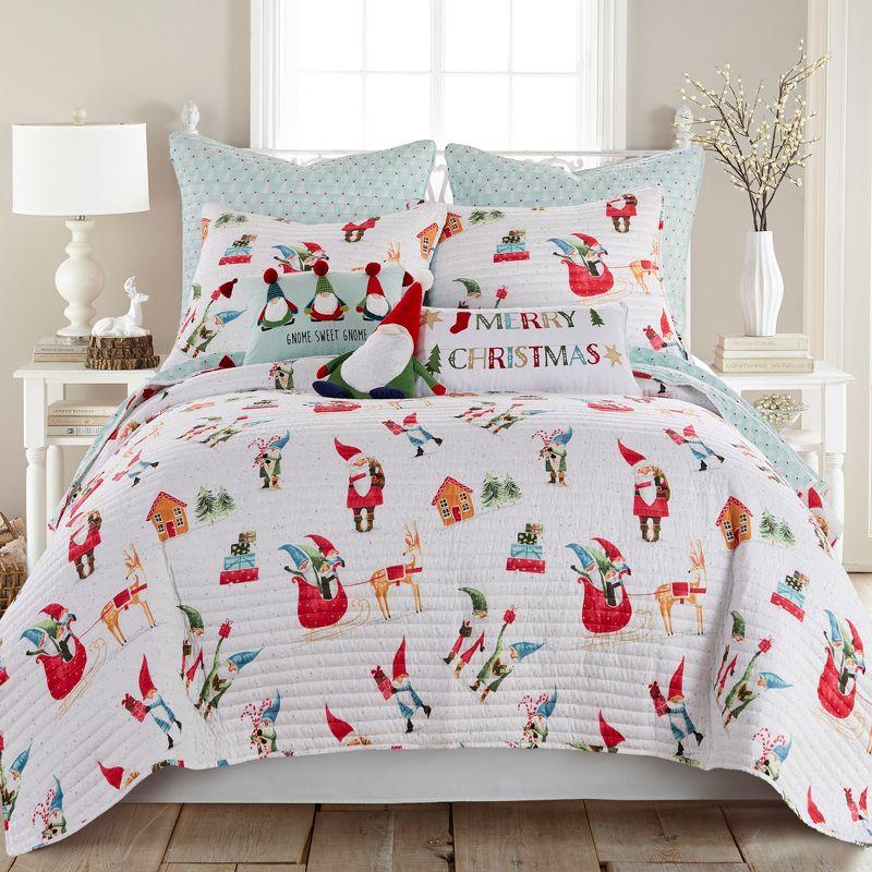 Gnome for the Holidays White Euro Sham - Set of 2 - Levtex Home