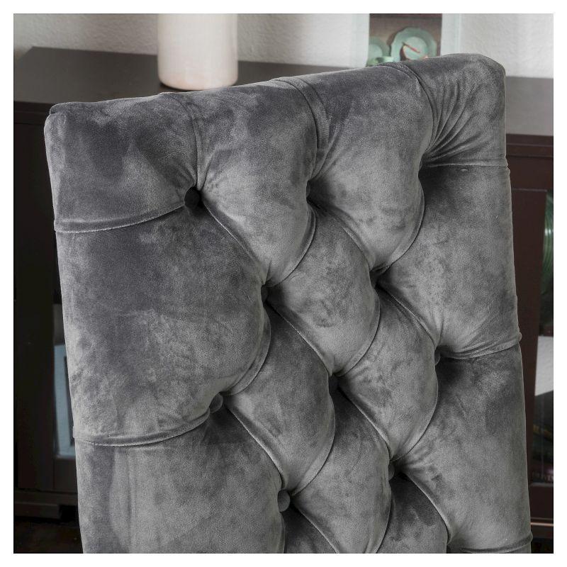 Set of 2 Saltillo New Velvet Dining Chair Charcoal - Christopher Knight Home: Upholstered, Button Tufted