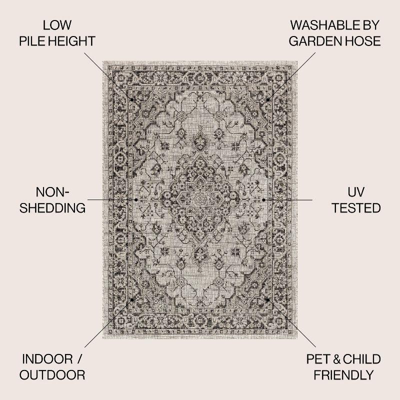 Rozetta Boho Medallion Textured Weave Indoor/Outdoor Area Rug  - JONATHAN Y