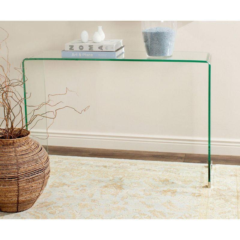 Transitional Clear Tempered Glass Rectangular Console Table